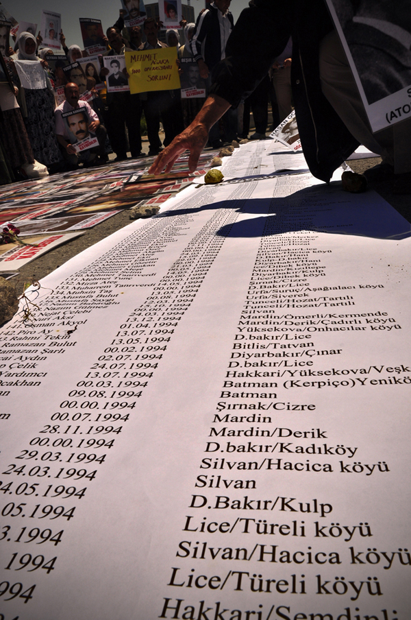 Türkiye'de 80'lerden bugüne kaybedilenlerin isimlerinin yazılı olduğu liste